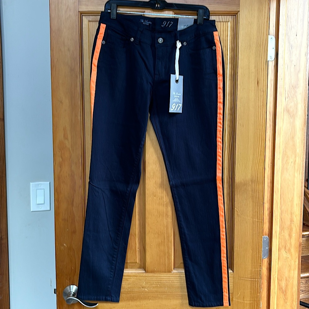 Rare, never worn jeans from The Limited size 12. Navy blue with orange piping
